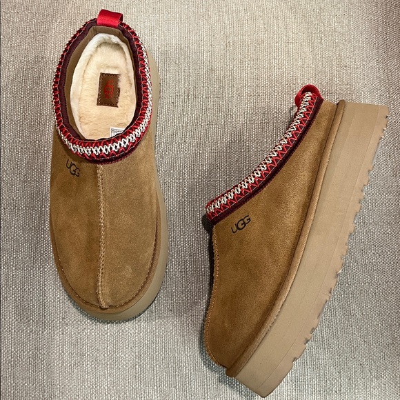 NEW UGG® Tazz Suede Platform Slipper Clogs Chestnut Size 8 - Picture 5 of 14